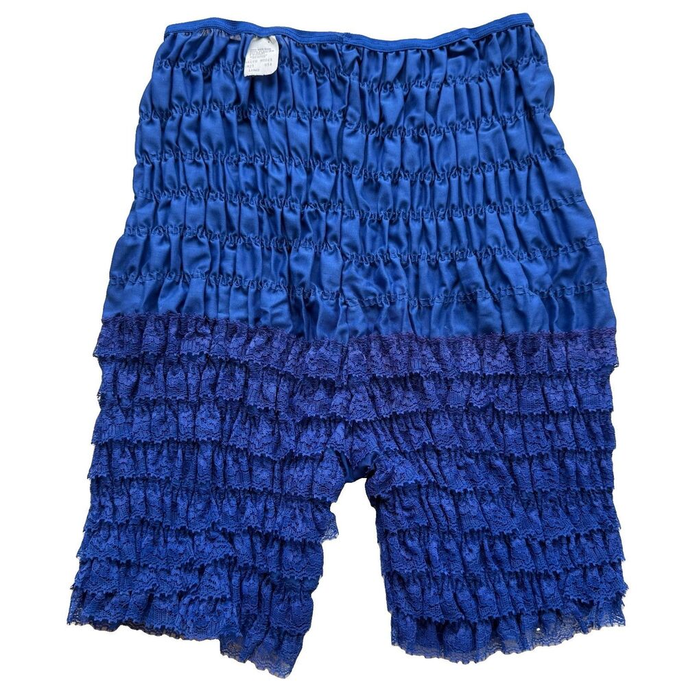 Vtg Blue Lace Square Dance Pettipants Ruffled Sissy Pants Rockabilly Large USA